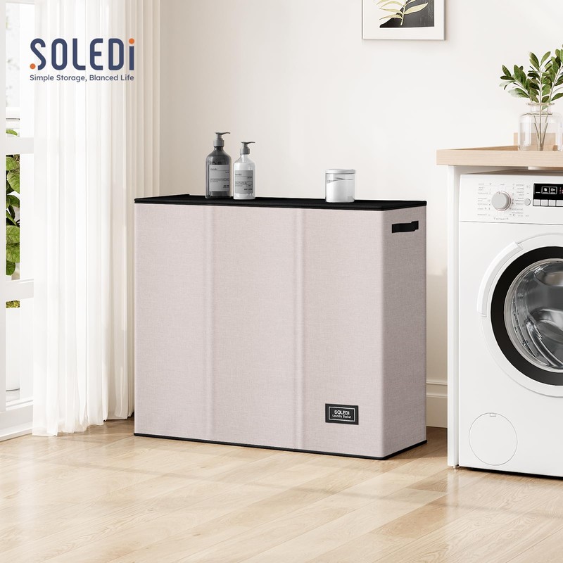 SOLEDI 180L 3-Section Laundry Hamper with Lid, Extra Large Dirty