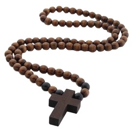 Holding Wooden Cross With Catholic Rosary Natrual Olive Wood Cross in Natural Linen Pouch Mini Holding Cross for Prayer Meditation Religious Christian Gifts or Necklace Decoration Men & Women 65cm