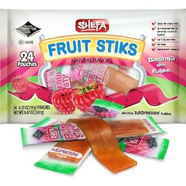 Shefa Raspberry Fruit Sticks, (24 Count) | Real Fruit Snacks | Individually Wrapped | Free of Artificial Colors, Dyes or Flavors, Corn Syrup, Gluten, Nuts & Preservatives | Certified Kosher