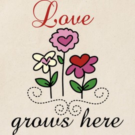 CafePress Love Grows Here Tote Bag Reusable Natural Beige Canvas Shopping Bag