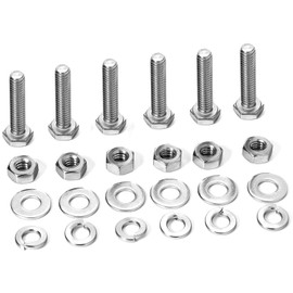 120PCs 1/4-20 Hex Bolts Screws Hex Nuts Flat Washers Lock Washer Kit, Stainless Steel 304, Fully Threaded Hex Bolt 1/4-20 x 3/4" Length