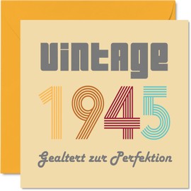 Stuff4 80th Birthday Cards for Men Women - Vintage 1945 Aged to Perfection - 80 Happy Birthday Card for Grandpa Grandma Mum Dad Uncle Aunt 145mm Congratulations Cards