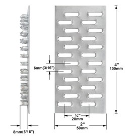 eoere 20 PCS 4" x 2" Pronged Truss Plate, Flat Mending Plates Repair Tie Bracket, for Roofing Trusses Wood Timber Connectors, Steel Galvanized