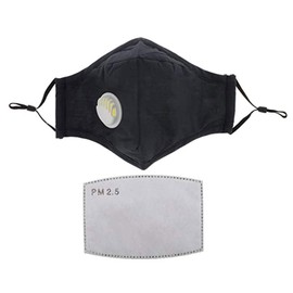 ASA TECHMED Reusable Dual Air Breathing Valve Face Mask Cover with Activated Carbon Filter (Black with valve)