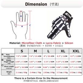 Azarxis Adjustable Lightweight Skeleton Gloves, Anti-Slip Skull Gloves Breathable Sports Gloves for Men Women Cycling, Biking, Workout Motorcycle (Black, L)