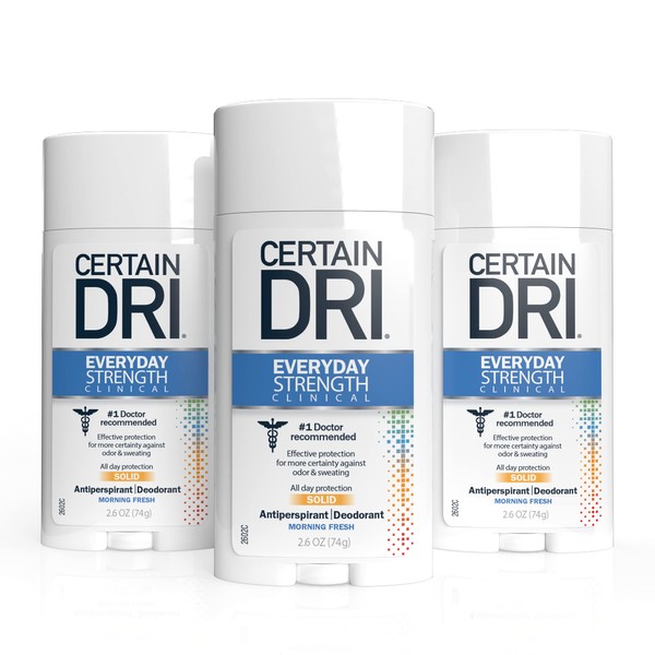 Certain Dri Everyday Strength Clinical Antiperspirant Deodorant for Men and Women Doctor Recommended Hyperhidrosis Treatment, 2.6 Ounce (Pack of 3)