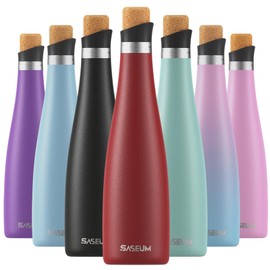 SASEUM Wine Bottle, 24 oz Insulated Stainless Steel Water Bottle and Wine Decanter with Vacuum Sealed Lid - Red 24 oz (700ml)