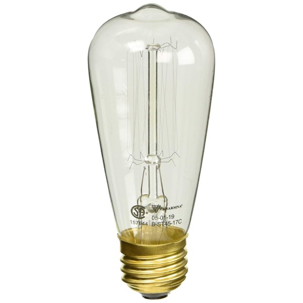 CANARM B-ST45-17C Vintage, Edison Bulbs, 60W E26, Clear Glass, ST45 Cone Shape, Dimmable, 2500 Hours