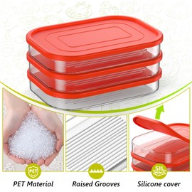 XWF Rounded Food Storage Box with Lid Set of 3, Ideal for Deli Meat,Cold Cuts, Bacon Lunch, Cheese, and More, Stackable Design, Soft Silicone Lid Freshness, BPA-Free, 17oz/500ml Fridge Container