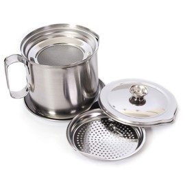 Made in Japan, Double Pan, All Stainless Steel Oil Pot with Saucer Tray
