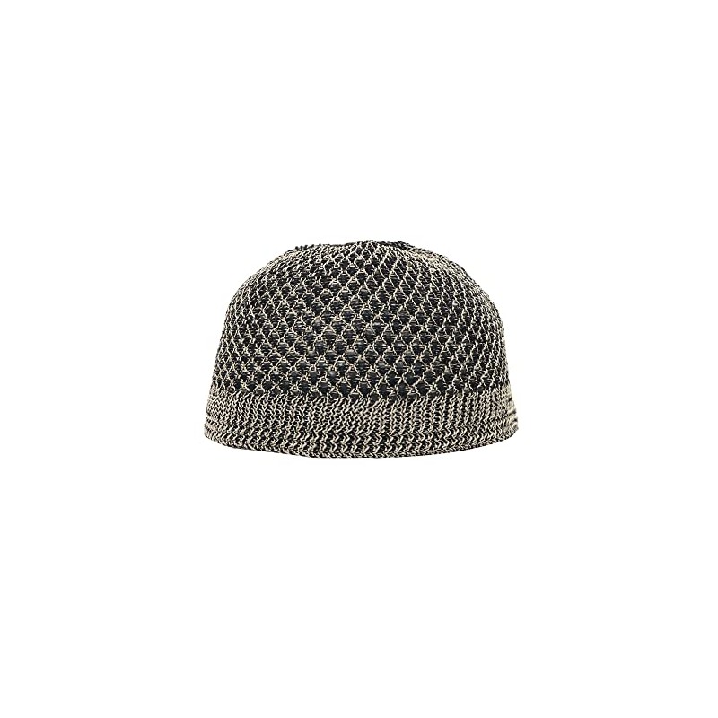 TheKufi Faded Light Brown Black Open-Weave Woven Nylon Stretchy Kufi
