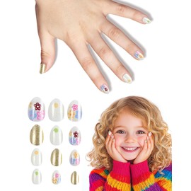 Cute Press on Nails for Kids,Girls Trendy Stuff Fake Nail Kit for Ages 3-12, Pre-glue Glitter Short Acrylic Nail Stick on Nails, Great for Girl Birthday Gifts, Parties&Makeovers Decoration