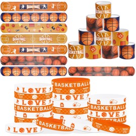 40 Pieces Basketball Party Favors, Basketball Silicone Wristbands Basketball Bracelets for Basketball Game Day Boys Girls Teens Birthday Basketball Theme Party Basketball Team Awards Presents