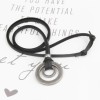 JczR.Y Leather Necklace for Men Double Circle Rings Leather Rope