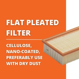 Fein Flat Pleated Dust Extractor - Fits Turbo I and II - Nano-Coated for Dry Dust - 31345012010