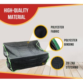 Mytee Products 2 Pack 36"x64"x46" Black Quilted Loveseat Cover for Moving and Storage, Polyester Zig-Zag Stitching Reusable, and Washable Furniture Moving Blanket