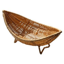 UPKOCH Woven Rattan-Style Serving Basket - 29cm / 11.4in Plastic Fruit Bowl for Kitchen Counter & Coffee Table, Multi-Use Storage Organizer with Handmade Look (Rich Coffee)