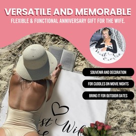 WYMM - Best Wife Ever Wife Blanket, Premium Woven Blankets for Wife, Cotton/Polyester Blend Wife Blanket from Husband, Ideal for Wedding, Birthday, Valentine’s Gifts, Best Wife Ever Gifts, 51x71 in.