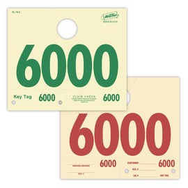 1000 Automotive Service Dispatch Numbers Mirror Hang Tags Numbered 6000-6999 RL78 Style Red Green Service Dispatch Numbers Manilla Card Stock with 1.25 Slotted Hang Cutout