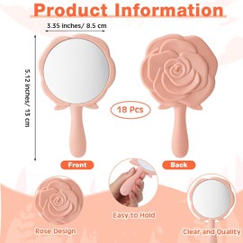 Taicols 18 Piezas Espejo de Bolsillo de con diseño de Rosas a Granel, Espejo Compacto de Princesa, Espejo de Maquillaje portátil de plástico, Espejo de Mano Rosa para Despedida de Soltera, Recuerdos