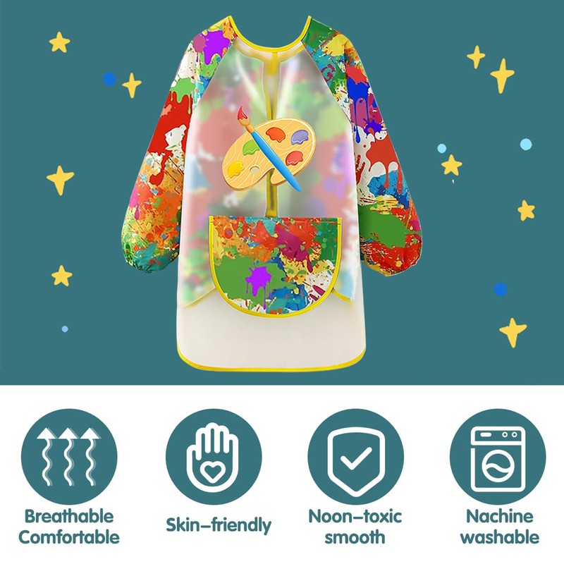 LXOrdora Kids Art Apron Waterproof Smock Long Sleeved Graffiti M