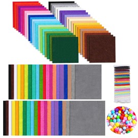 80PCS Felt Fabric Sheets Craft Kit Thin Felt Sheets for Crafts Small Felt Squares Paper Assorted Colors DIY Patchwork Sewing School Projects Decoration Nonwoven 1mm Thick 4x4 & 4x6 & 6x6 Inches