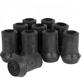 Qty: 10x 16mm (5/8") Rubber Ferrules, Tips or Feet for Slim Walking Sticks or Canes - Black - by Lifeswonderful