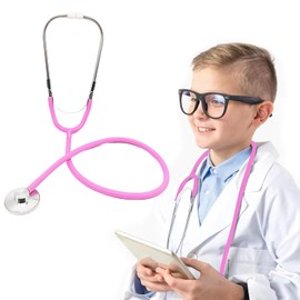 Children's Stethoscope, Toy Stethoscope, Metal Stethoscope Children, Functional Double Head Stethoscope Toy for Medical Toy, Stethoscopes Role Play (Pink)