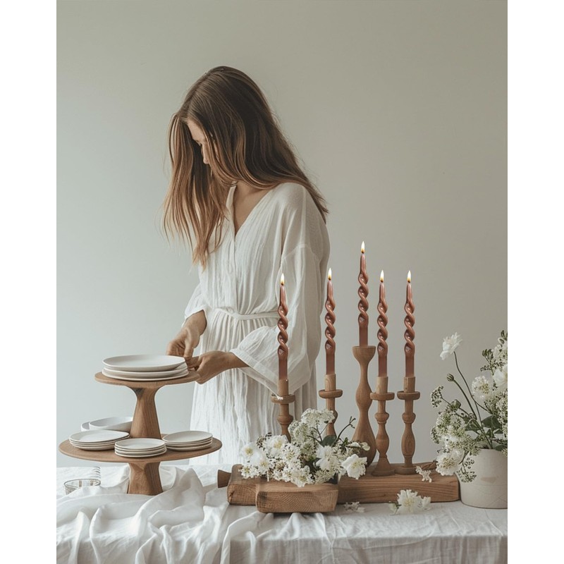 LPUSA Brown Spiral Taper Candles Twisted Candle Conical Stick Candles