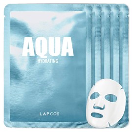 LAPCOS LAPCOS Aqua Sheet Mask, Hydrating Daily Face Mask with Seawater and Plankton Extract to Nourish Skin, Korean Beauty Favorite, 5-Pack