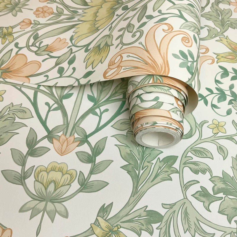 Holden Vintage Floral Wallpaper Flowers Leaves Cream/Ochre 13392