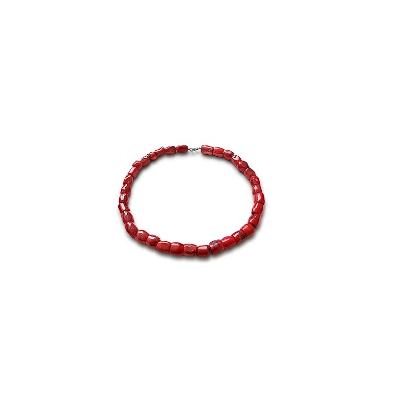 Coral necklace, natural coral, cube, red, 10mm