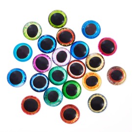 Boutigem 50Pcs 20mm Animal Eye Glass Cabochons, Flatback Half Round Animal Eyes Tiles, Colorful Eyes Round Glass Dome Cabochons for DIY Crafts Dome Pendants Art Props Photo Jewelry Making