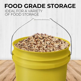 EconoHome 5-Gallon Yellow Bucket Pail Container without Lid | Metal Handles with Plastic Grip for Easy Carrying | Easy Stack and Store | Heavy-Duty 90MIL EXTRA DURABLE | Food Grade | BPA Free - 3 Pack