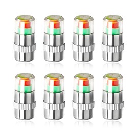 NYTKL 8PCS Tire Pressure Monitor Valve Stem Caps, 2.4 Bar 36PSI Pressure Monitor Stem Covers with 3-Color Eye Alert, Easy to Read Sensor Indicator Tire Valve Cap for Most Car Truck SUV (Silver)