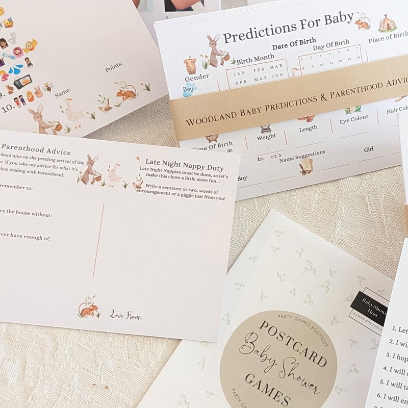 Baby Shower Games Bundle- 9 Games including Keepsake Cards boxed