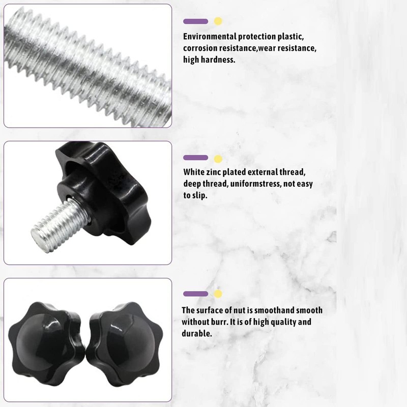 TA-VIGOR 2 Pcs Plum Hex Shaped Clamping Screw Knob, 32mm