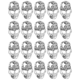 Lurrose 20Pcs 3D Alloy Nail Studs Decals Skull Gems Rhinestones Halloween Stickers Decor