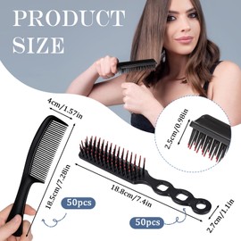 100 Pcs Hair Brushes and Combs Set for Homeless Individually Wrapped Bulk Hair Brush and Comb Set for Women Travel Hotel Homeless Charity