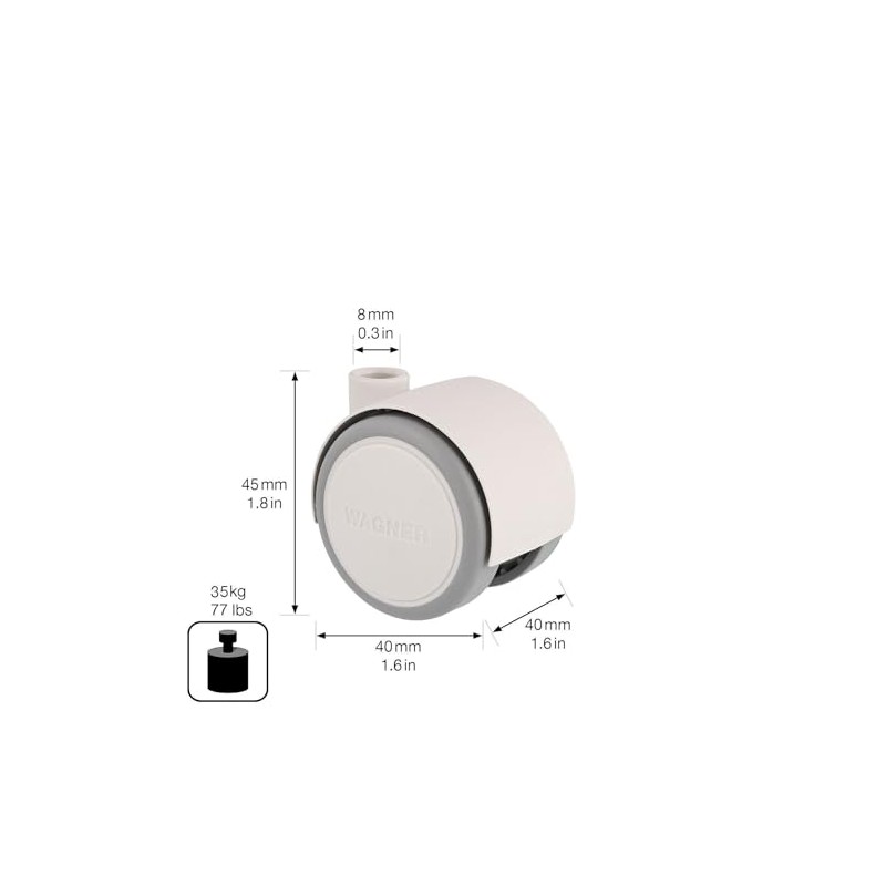 Wagner Design 01670401 Soft Furniture Castor Diameter 40 mm Height