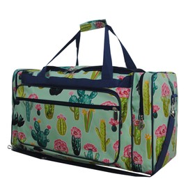 NGIL Canvas 23" inch Duffle Bag (Cute Cactus-Navy)