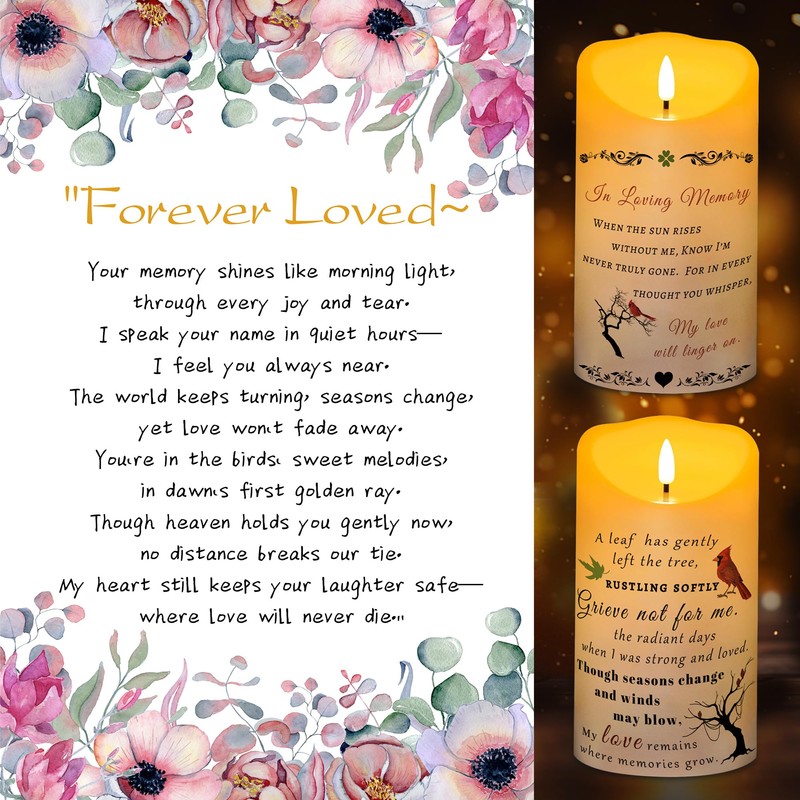 Electronic Flameless Candle - Realistic Wax Memorial Candle with Remote