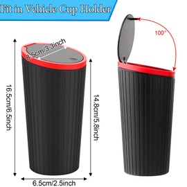 TZEKING Car Rubbish Bin with Lid, Small Car Rubbish Bin with 5 Rolls of Rubbish Bags, Portable Mini Rubbish Bin, Car Drink Holder, Rubbish Bin, Waterproof and Odour-Proof for Cars, Home, Office,