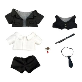 niannyyhouse 20cm Plush Doll Clothes Coat Shirt Pants Vest Belt Tie Accessories Suit 8in Doll Dress Up (Black)