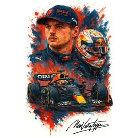Max Verstappen F1 Autographed/Signed Splash Art Watercolour Print. (A4 PRINT ONLY)