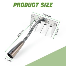 Gartenhobel, Unkrautschrechen mit Handschuhen, Gartenteich aus Karbonstahl, 5 Zähne, Handrechen, Gartenwerkzeug für Unkrautbekämpfung, Lockerung des Bodens, ohne Stock