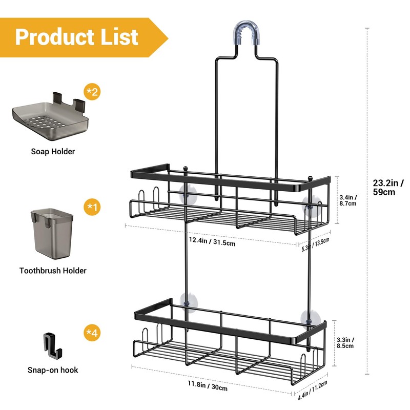 AKTECKE Shower Caddy Hanging Bathroom Organizer: Rustproof Shower Shelf for