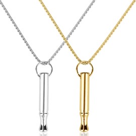 Mikovivi 2pcs Mindfulness Breathing Necklace, Funny Titanium Steel Breathlink Deep Breathing Pendant Anxiety Relief Necklace for Women Men (Silver, Gold)