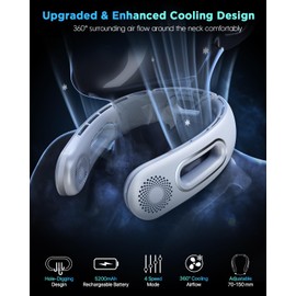 Hotsales Neck Fan, Hands Free Bladeless Neck Fans Portable Rechargeable, 360° Cooling Neck Fan, 4 Speeds, Quiet, 5200 mAh Battery Operated USB Wearable Personal Fan Gifts for Women, Travel, Outdoor
