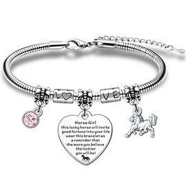 JETTOP Horse Gifts for Girls & Women: Lucky Horse Girl Bracelet